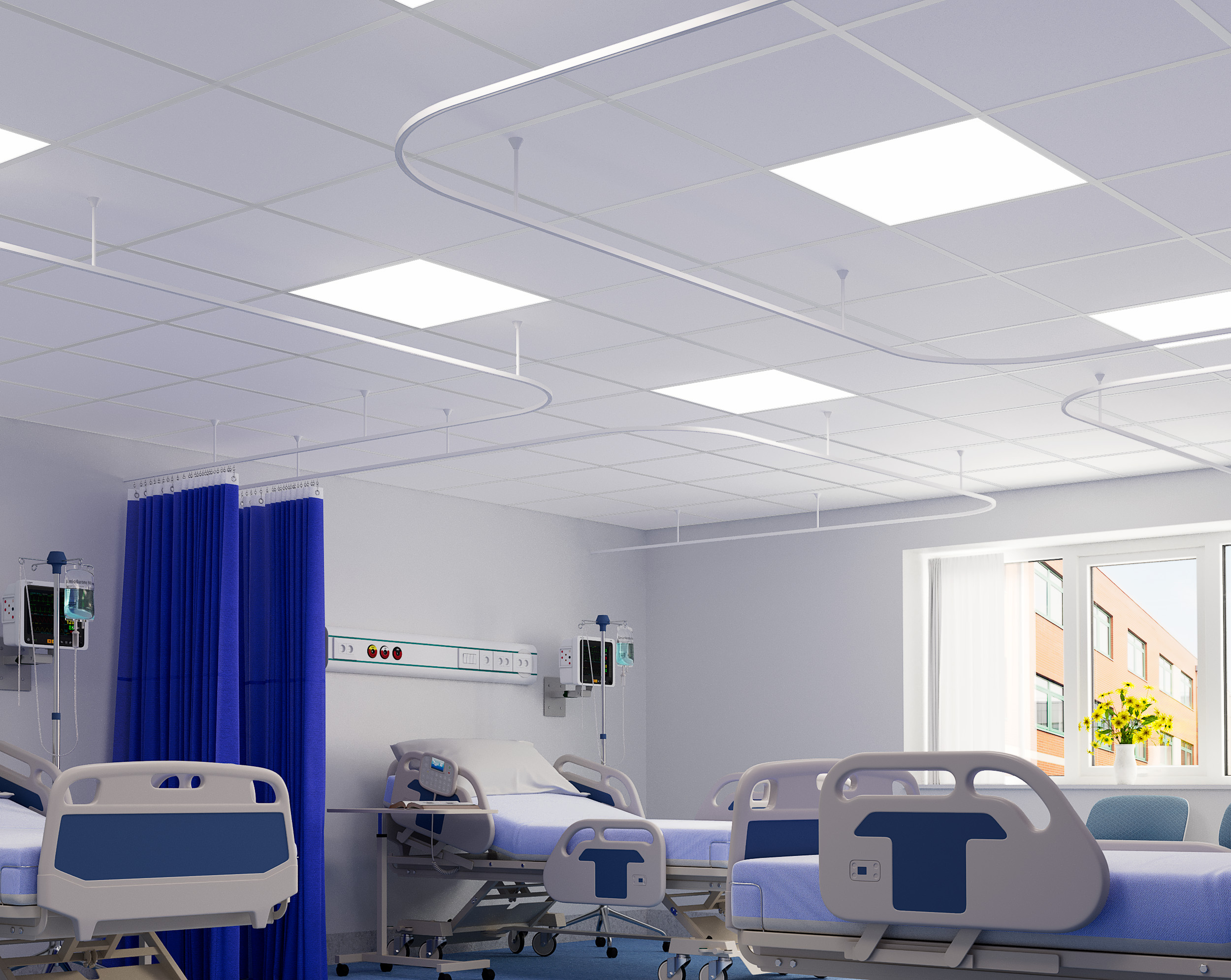 Hospital ward with ClearTone BioCare suspended ceiling